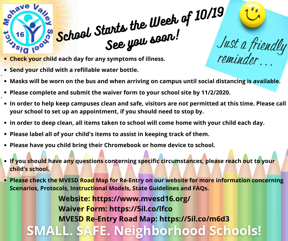 Hybrid In-Person Instruction Starts Next Week - Friendly Reminder!